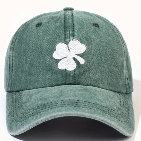 NWT Lucky Clover Embroidery Distressed St. Patrick's Day Unisex Baseball Cap Hat - Picture 6 of 7